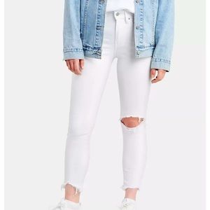NWT LEVI’s 721 skinny high waisted ankle distressed white jeans